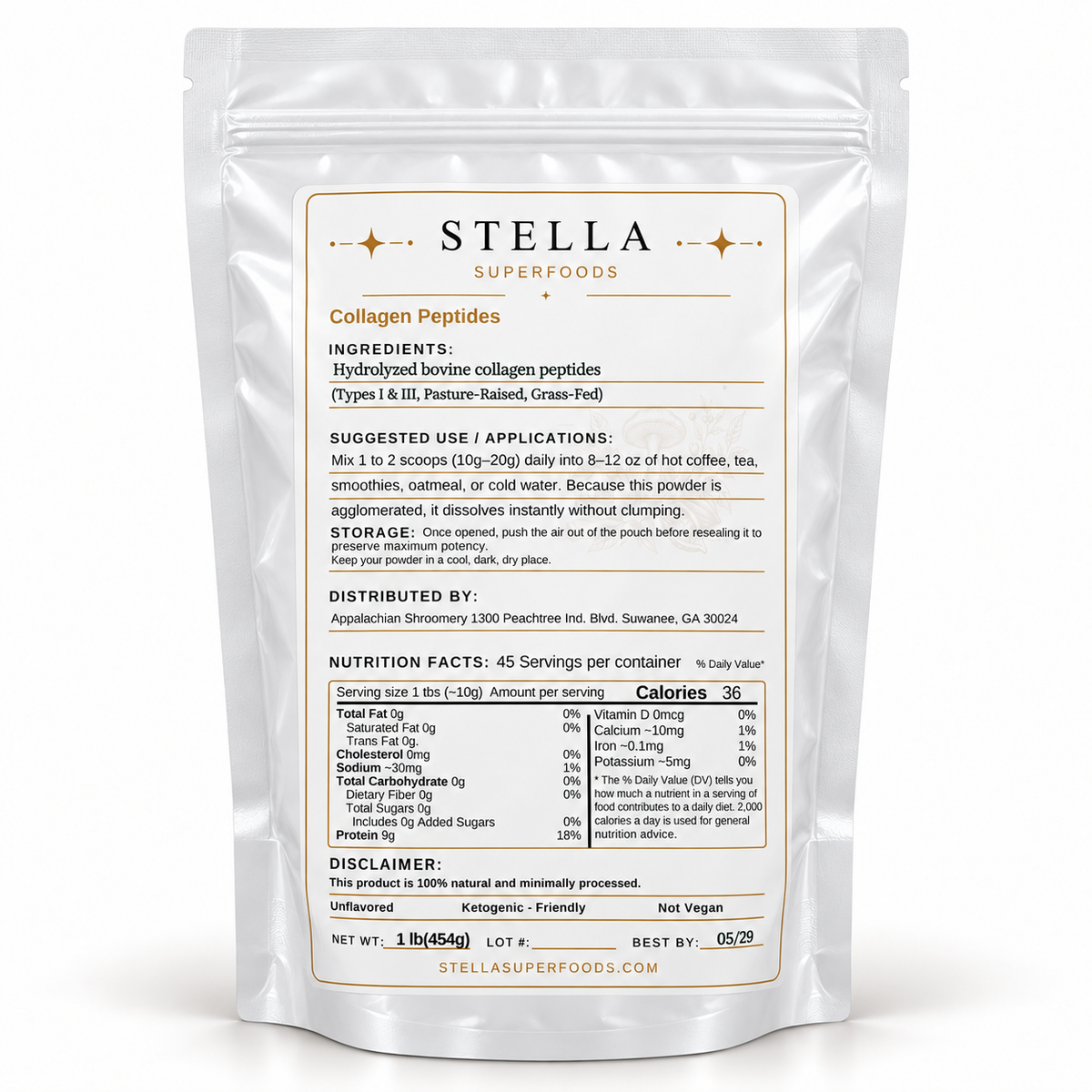Grass-Fed Pure Bovine Collagen Peptides (Types I & III, Agglomerated)