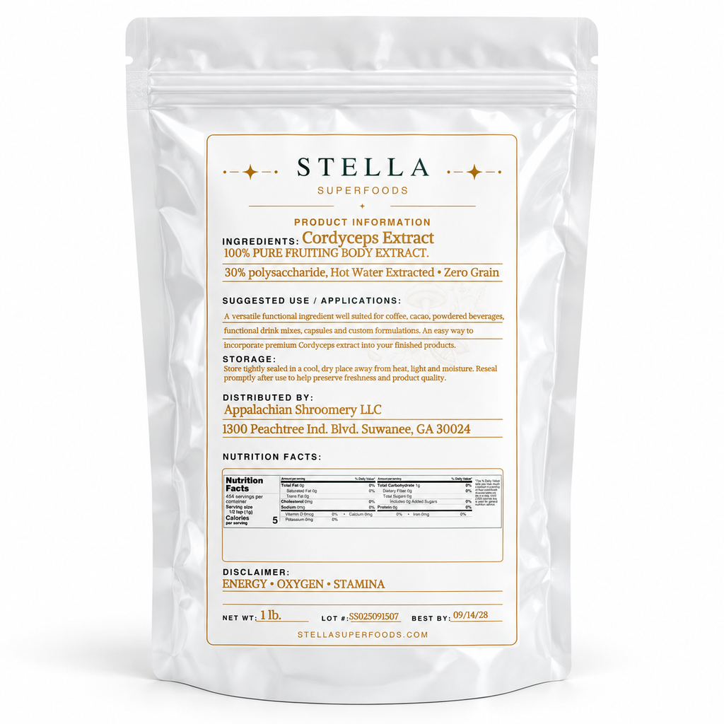 Organic Cordyceps Extract Powder | 100% Fruiting Body (30% Polysaccharides)