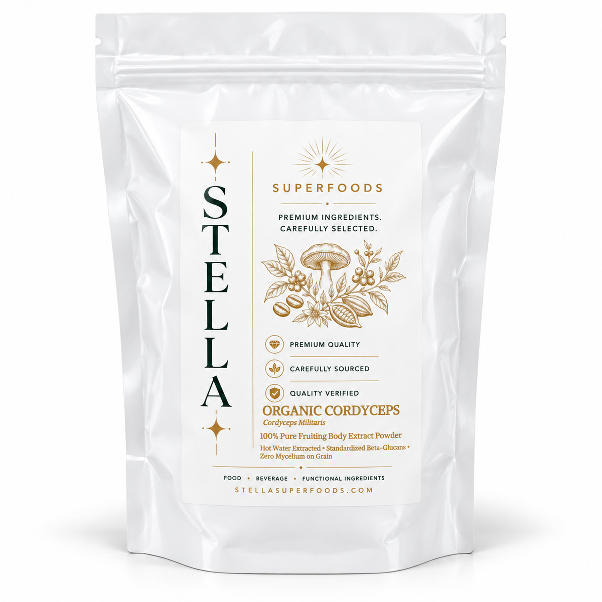 Organic Cordyceps Extract Powder | 100% Fruiting Body (30% Polysaccharides)