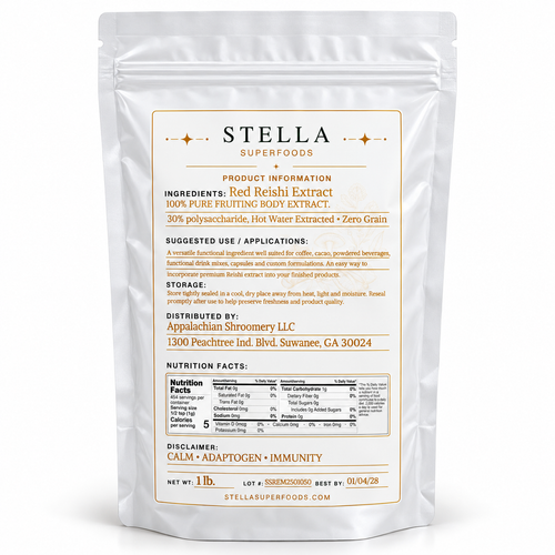 Organic Red Reishi Extract Powder | 100% Fruiting Body (30% Polysaccharides)