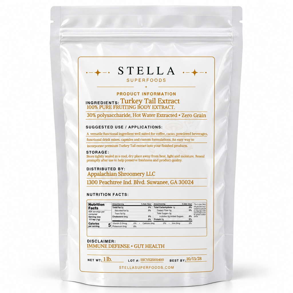 Organic Turkey Tail Extract Powder | 100% Fruiting Body (30% Polysaccharides)